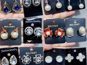 Buy Now: 100 pairs of simple alloy rhinestone geometric earrings