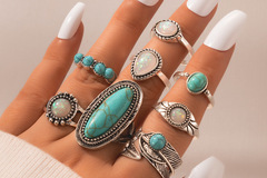 Buy Now: 100 Set/ 800 Pcs Vintage Sliver Turquoise Rings