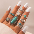 Comprar ahora: 100 Set/ 800 Pcs Vintage Sliver Turquoise Rings