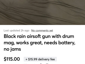 Selling: Black rain airsoft rifle with drum mag