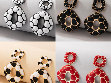 Bulk Lots: 50 pairs of stylish square leopard print earrings