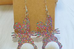 Buy Now: 60 Pairs Cartoon Rabbit Colorful Sequin Acrylic Plush Earrings