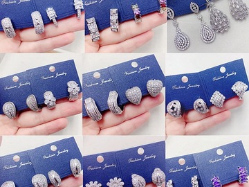 Buy Now: 50pcs Mixed lot Silver Zircon Heart Flower Earrings