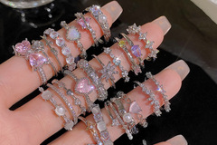 Comprar ahora: 100pcs Mixed lot Light luxury women's silver zircon ring