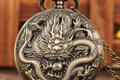 Buy Now: 25X Vintage Bronze Zodiac Dragon Animal Quartz Pocket Watch