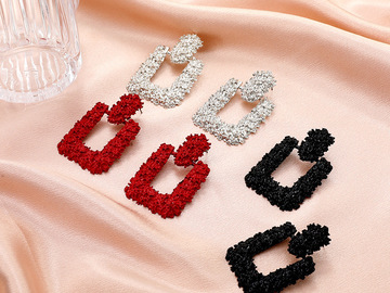 Bulk Lots: 50 pairs of retro exaggerated square frosted earrings