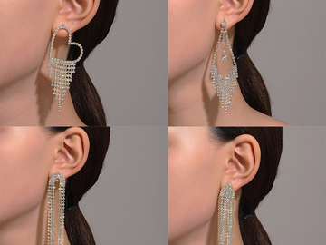 Buy Now: 50 Pairs of Stylish Long Rhinestone Tassel Earrings