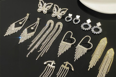 Bulk Lots: 50 Pairs of Stylish Long Rhinestone Tassel Earrings