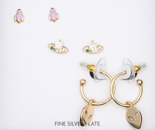 12 pc Fine Silver Plate Alien UFO Jewelry Gift Box Sets $288 Msrp