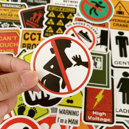  5000pcs Waterproof Removable Warning Sign Graffiti Sticker 