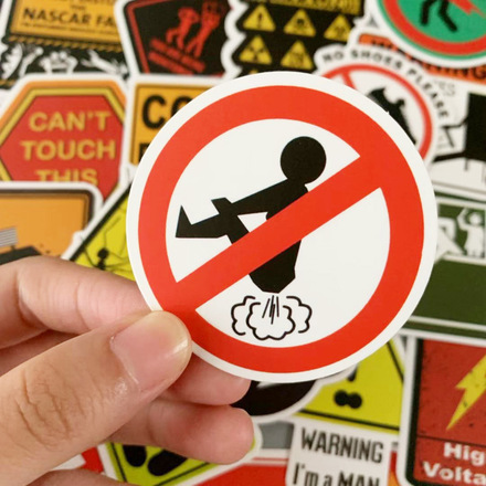  5000pcs Waterproof Removable Warning Sign Graffiti Sticker 