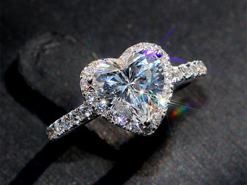 Comprar ahora: 60 Pcs Heart Shape Zircon Ring Valentine's Day Gift