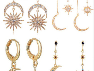 Bulk Lots: 45 pairs of fashionable exaggerated sun moon earrings