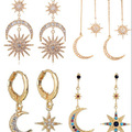 Buy Now: 45 pairs of fashionable exaggerated sun moon earrings