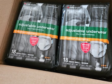 Buy Now: 5 CT CVS Adjustable Underwear 18 pk Unisex Lot
