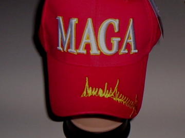 Buy Now: "18 "MAGA" Puff Embroidered Red Hats w/Gold Trump Signature