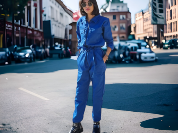 Sale retail: Combinaison bleu femme style vétement de travail