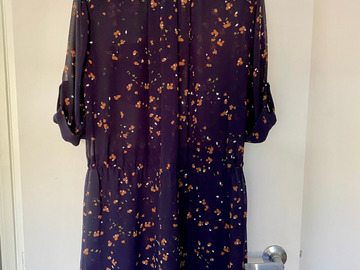 Selling: Navy Floral Print Shirt Dress
