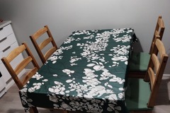 Myydään: Ikea Dinning table + 4 chairs + 4 cushions, antique stained
