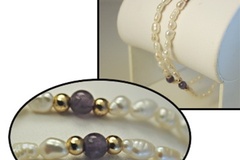 Comprar ahora: 25-Genuine Biwa Pearl w/Genuine Amethyst beads bracelet-$1.99ea
