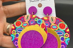 Buy Now: 60 Pairs Round Colorful Wooden Print Earrings