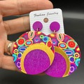 Comprar ahora: 60 Pairs Round Colorful Wooden Print Earrings