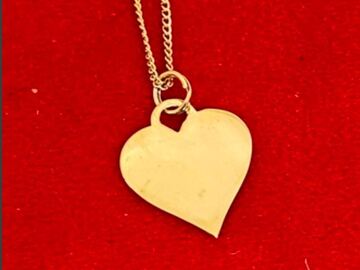 Comprar ahora: 6 pcs-Sterling Silver Vermeil Heart Pendant-18" chain-$7.99 ea