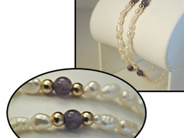 Buy Now: 50-Genuine Biwa Pearl w/Genuine Amethyst beads bracelet-$1.49ea