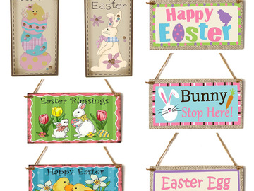 Comprar ahora: 60pcs Easter wooden pendant commemorative cartoon pattern pendant
