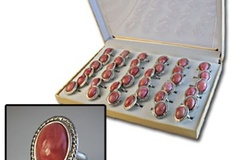 Comprar ahora: 72 pcs Faux Rose Quartz Silvertone Rings-In Display-$0.69 pc!