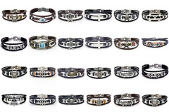 Buy Now: 100pcs punk bracelet beaded buckle leather bracelet Material: all