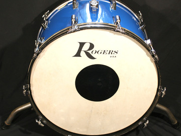Selling with online payment: SOLD  Early 1970s ROGERS USA Big "R" 14x22 bass in Pacific Blue