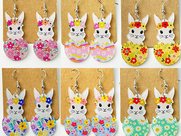Buy Now: 40 Pairs Cute Rabbit Flower Easter Egg Acrylic Earrings