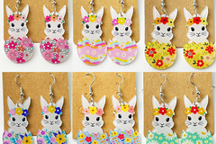 Comprar ahora: 40 Pairs Cute Rabbit Flower Easter Egg Acrylic Earrings