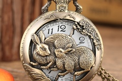 Comprar ahora: 25 Pcs Retro Zodiac Rabbit Pendant Necklace Quartz Pocket Watch