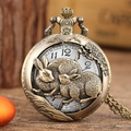 Buy Now: 25 Pcs Retro Zodiac Rabbit Pendant Necklace Quartz Pocket Watch