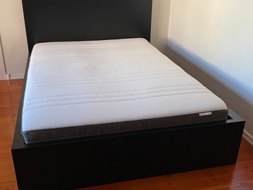 Myydään: Bed & mattress 140x200cm — Ikea MALM & HÖVÅG & LURÖY