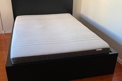 Selling: Bed & mattress 140x200cm — Ikea MALM & HÖVÅG & LURÖY