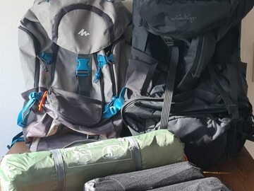 Til leie (per uke): Tält, 2× liggunderlag och 2 x ryggsäckar