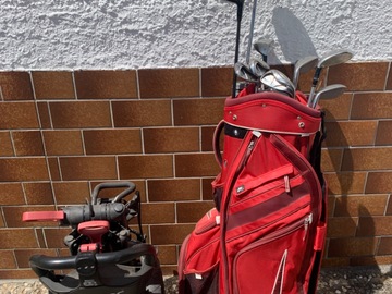 Sell with online payment: Golfpack Nike mit Schlägern + Clickgear Trolley