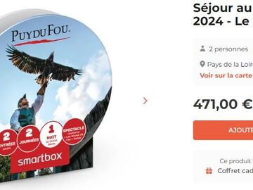 Vente: Coffret Smartbox "Séjour au Puy du Fou - Le Grand Siècle" (471€)