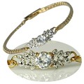 Buy Now: 40 pcs-14kt Goldtone CZ Herringbone Bracelet 7 1/4"