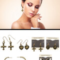 Buy Now: Hoop Cross Heart Dangle-Earrings Gold-Tone 36  Per Package 