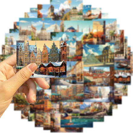 500pcs - European Architectural Graffiti DIY Waterproof Stickers