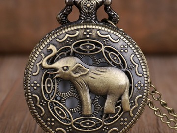 Buy Now: 20 Pcs Vintage Skeleton Elephant Patterned Quartz Pocket Watch