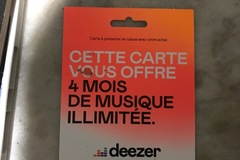 Vente: Carte Deezer 4 mois illimité (72€)