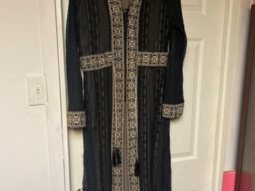Selling with online payment: Black lace tatreez abaya