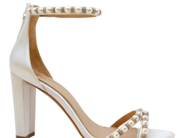 Selling: HARLO Shoes Alexandra White Satin Bridal Block Heel Size 6 