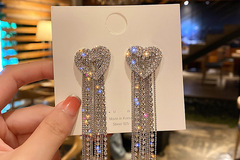 Buy Now: 40 Pairs Rhinestone Heart Shape Tassel Earrings