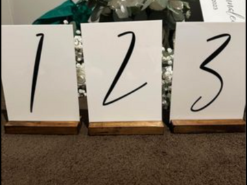 Selling: 3 table Numbers and Candle Burns Sign